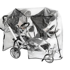 Ezkindheit double-stroller rain cover side view with easy access