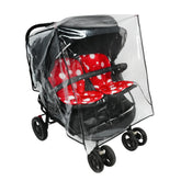 Ezkindheit double stroller rain cover universal fit shields both seats from rain.