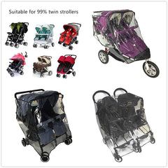 Ezkindheit stroller rain cover rear view shows two waterproof back pockets for essentials