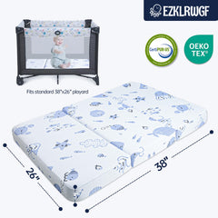 EZKLRWGF Trifold Pack N Play Mattress cover closeup shows soft fabric