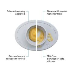 ezpz Tiny Bowl Pewter infant self-feeding promotes independence and cleaner transitions.