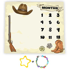 F-FUN SOUL milestone blanket with cowboy pattern for newborn photos.