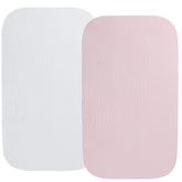 Fadacudan muslin bassinet sheet white pink 2-pack shows soft-touch fabric for baby comfort