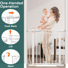 Fairy Baby double-lock safety gate enables one-handed operation for adults.