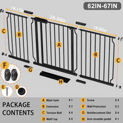 Fairy Baby Extra Wide Gate Black open door demonstrates walk-through convenience