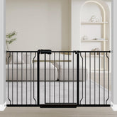 Fairy Baby extra wide gate black swing door lets you pass easily while holding a baby.