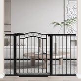 Fairy Baby extra-wide gate with door closed demonstrates secure fit for busy households.