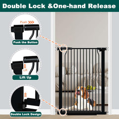 Fairy Baby gate uses a double locking system for secure, one-handed operation.