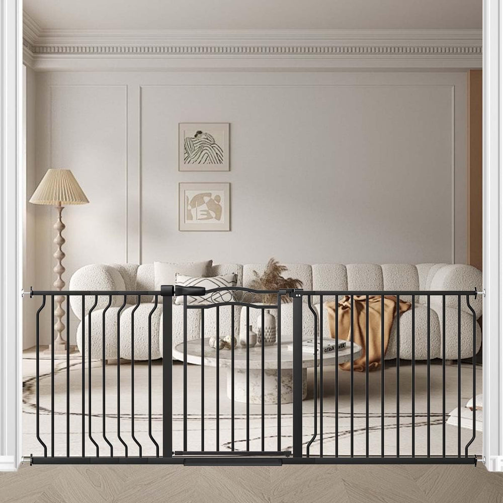 Fairy Baby gate wide doorway 71-81 in enables versatile doorway containment for kids and pets
