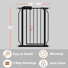 Fairy Baby walk-through gate handle demonstrates one-handed operation when carrying a baby
