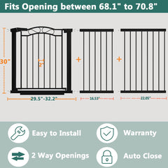 Fairy Baby gate in black panel open demonstrates easy walk-through accessibility