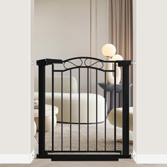 Fairy Baby wide gate with door for easy walk-through in hallways.