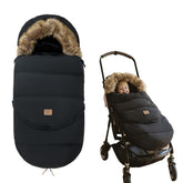 Fairy Baby winter bunting bag black keeps warmth secure during stroller strolls