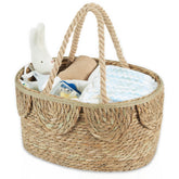 FairyHaus diaper caddy in natural seagrass for lightweight nursery organization