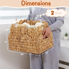 FairyHaus wicker basket 2Pack medium side view for organizing shelves