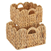 FairyHaus wicker basket 2Pack with scalloped edge and handles for easy, stylish organization.