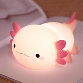 FAMIDUO Axolotl Lamp on bedside table with warm glow for night time