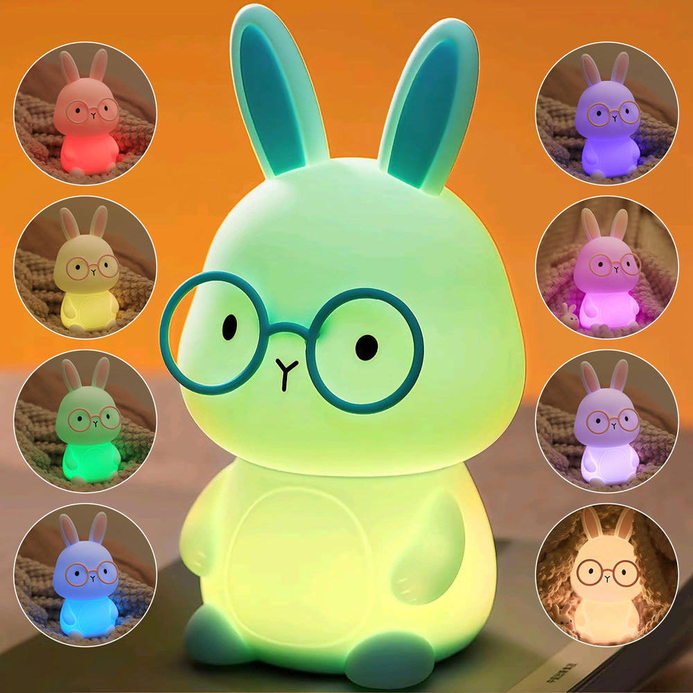 FAMIDUO Bunny Night Light on table offers soft guidance for bedtime