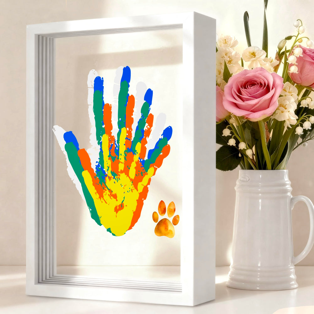 Family Handprint Kit wooden frame for a timeless family print display.