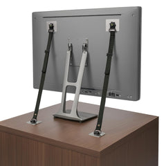 Family Care TV safety strap with adhesive installation secures flat screens safely and quickly.