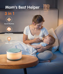 FamiSym slate with amber night light, gentle glow for night feeds and soothing bedtime.