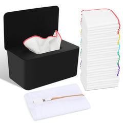 FAMOPLAY 54-pack flannel wipes visible at dispenser top for easy access during diaper changes