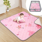 FAMOPLAY Pink World baby mat closeup shows soft cushioning for safe, comfortable play.