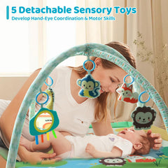 Soft, washable fabric mat keeps baby comfortable and clean.