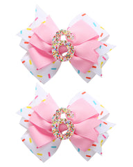 Fancheer birthday bow donut ice cream design on pink clip for cute party photos