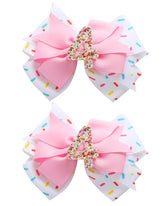 Fancheer birthday bow ice cream pink pigtail clip for festive party photos.