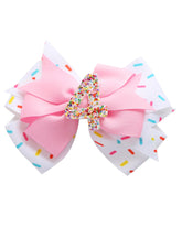 Fancheer birthday hair bow ice cream design adds cute party look for baby girls.