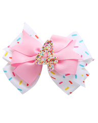 Fancheer birthday hair bow ice cream design adds cute party look for baby girls.