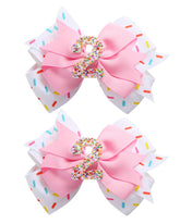 Fancheer ice cream bow on pink hair clip, ideal for birthday photos