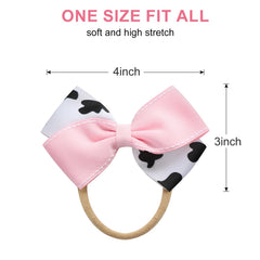 Fancheer cow print bow material, soft ribbon for gentle wear.