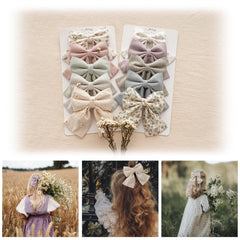 Fancy Clouds 5-inch bow styled on a child's hair for comfortable wear