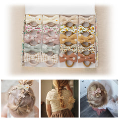 Fancy Clouds 20-pack hair ties with linen bows, soft everyday wear.