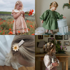 Fancy Clouds mint green daisy clip adds playful style with dependable grip.