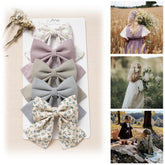 Fancy Clouds 5-inch flower-embroidered bows set for easy outfit coordination
