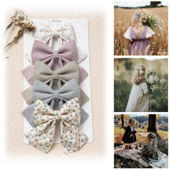 Fancy Clouds 5-inch flower-embroidered bows set for easy outfit coordination