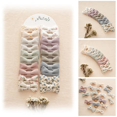 Fancy Clouds 2-inch linen bow hair ties front view for gentle daily ponytails
