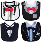 FancyBibs bow-tie bib closeup—stylish design and drool protection.