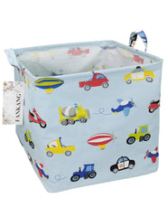 FANKANG square car hamper front view with sturdy canvas, ideal for toy organization.