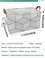 FANKANG storage basket-canvas-material highlights sturdy polyester canvas and flax blend.