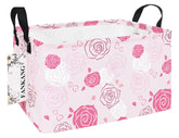FANKANG storage bins pink roses pattern for toy organization and stylish playroom decor.