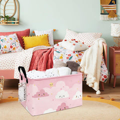 FANKANG bins stand when in use for quick access to toys and towels.