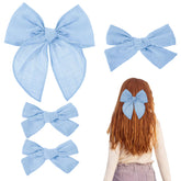 Fanmayhe blue hair bow, 5-inch, secure toddler hairstyle with vibrant color.