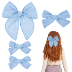 Fanmayhe blue hair bow, 5-inch, secure toddler hairstyle with vibrant color.