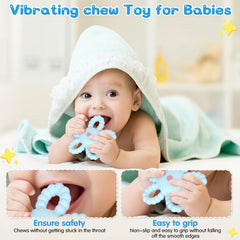 Fantspati vibrating sensory chew toy on stroller attachment highlighting travel-friendly design