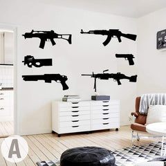 FARAMON military wall sticker in black delivers crisp focal point on a smooth wall.