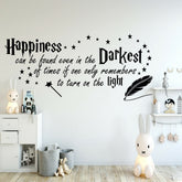 FARAMON quote-happiness wall-sticker on a nursery wall creates cozy focal point